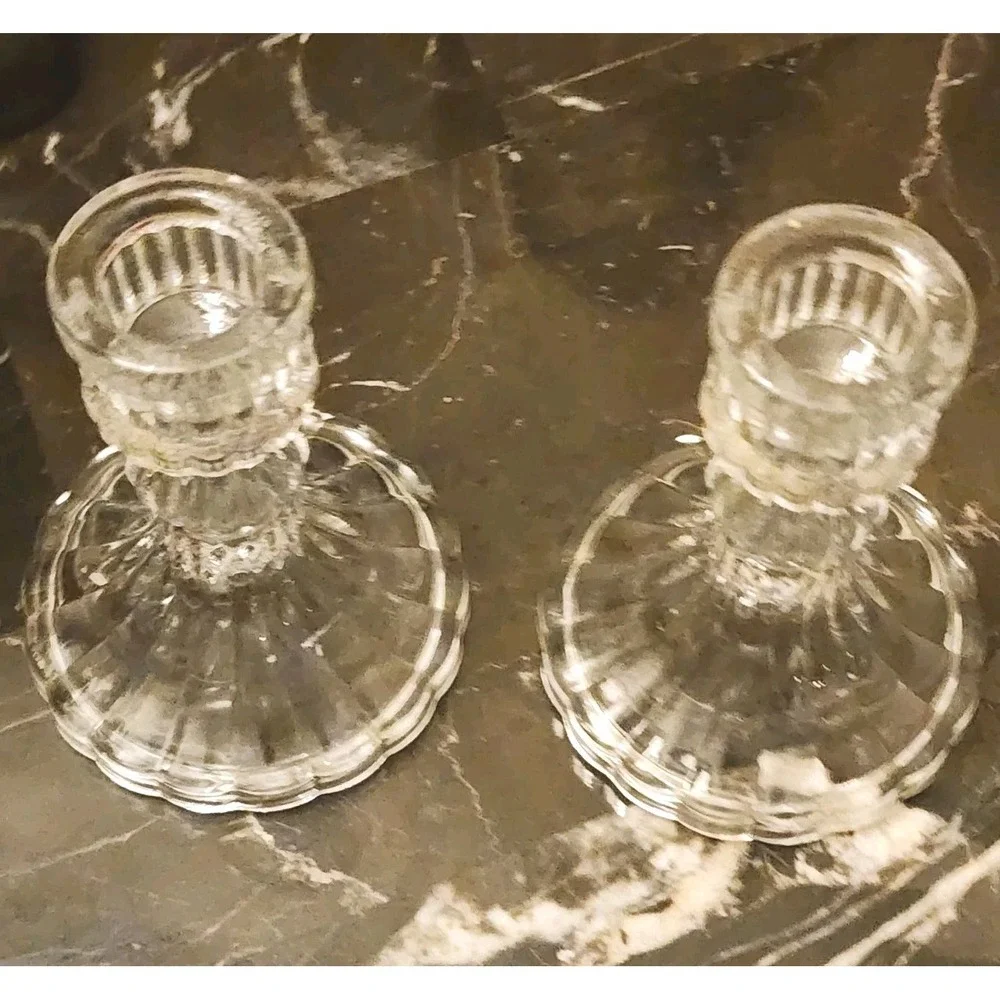 Christmas Tree Candles with Glass Candle Holders Set